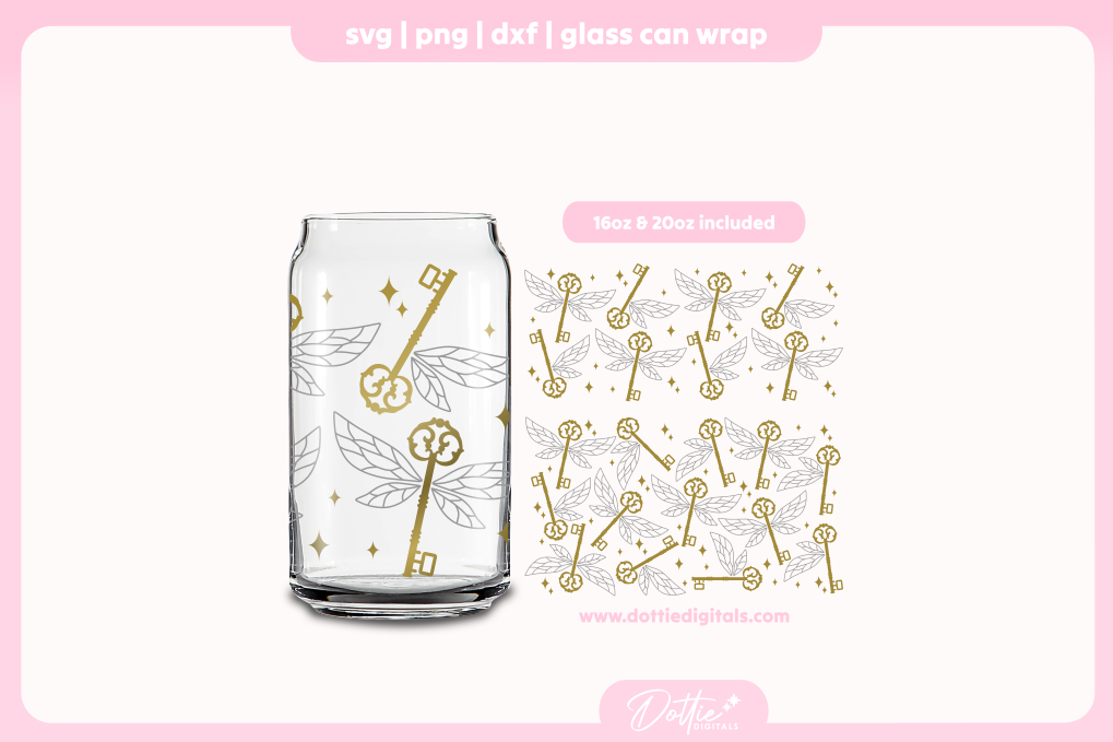 Keys With Wings 16oz & 20oz Libbey Glass Can Bundle SVG PNG
