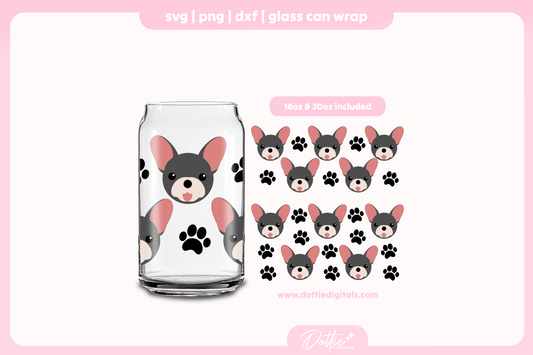 Frenchie 16oz & 20oz Libbey Glass Can Bundle SVG PNG