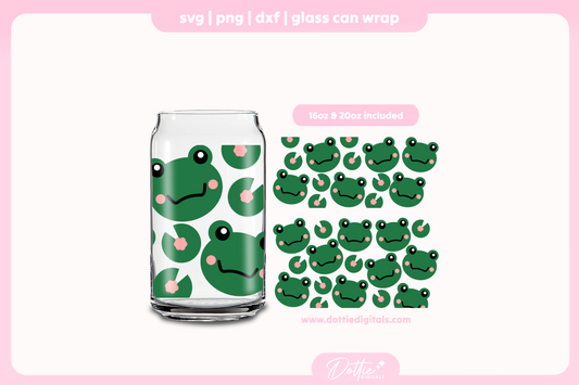 Frog Faces 16oz & 20oz Libbey Glass Can Bundle SVG PNG