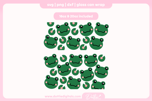 Frog Faces 16oz & 20oz Libbey Glass Can Bundle SVG PNG