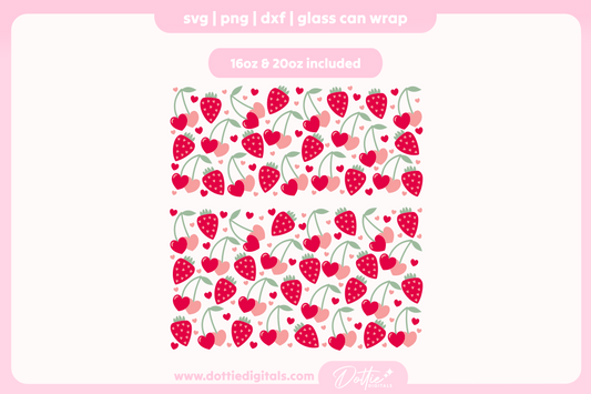 Valentine's Fruity Hearts 16oz & 20oz Libbey Glass Can Bundle SVG PNG