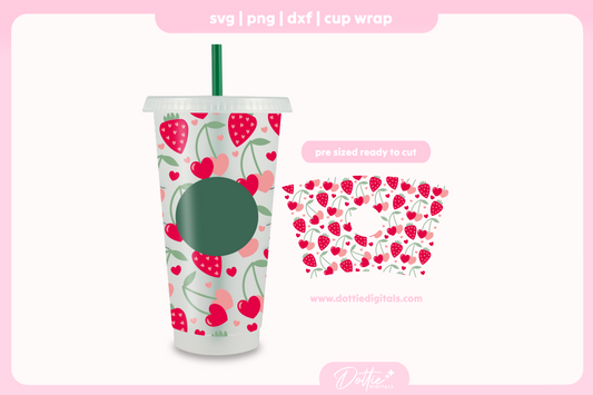 Valentine's Fruity Hearts 24oz Starbucks Cold Cup SVG PNG