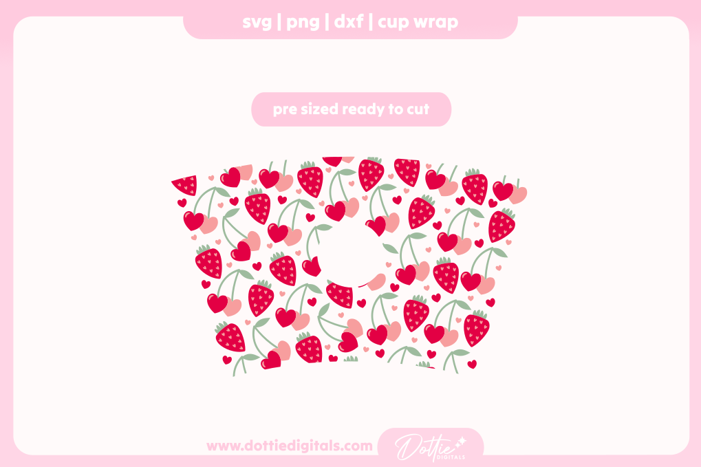 Valentine's Fruity Hearts 24oz Starbucks Cold Cup SVG PNG