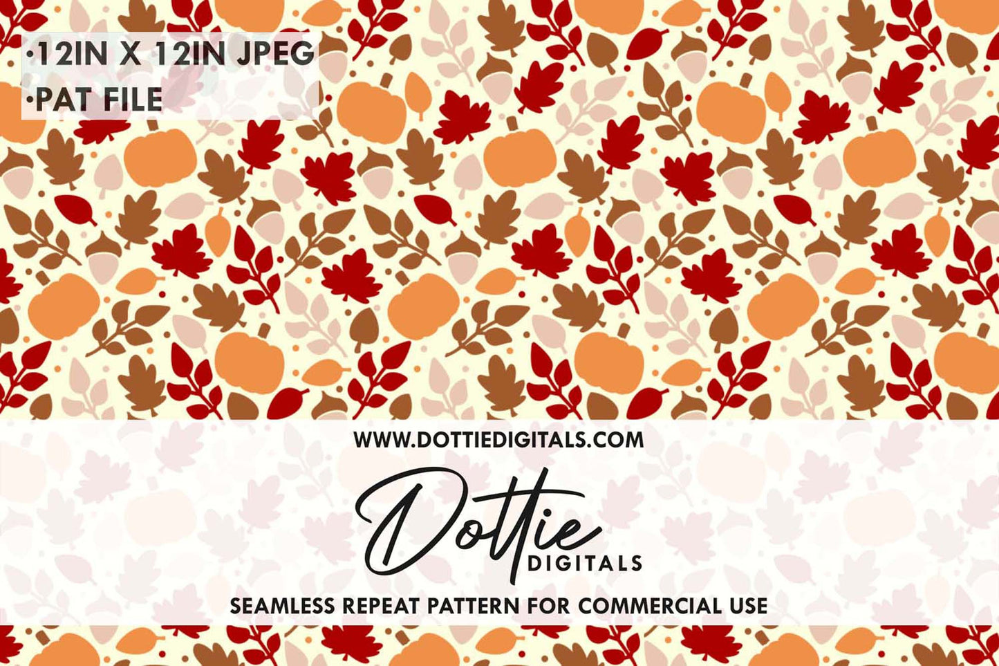 Fall Pumpkins and Leaves Repeat Seamless Pattern