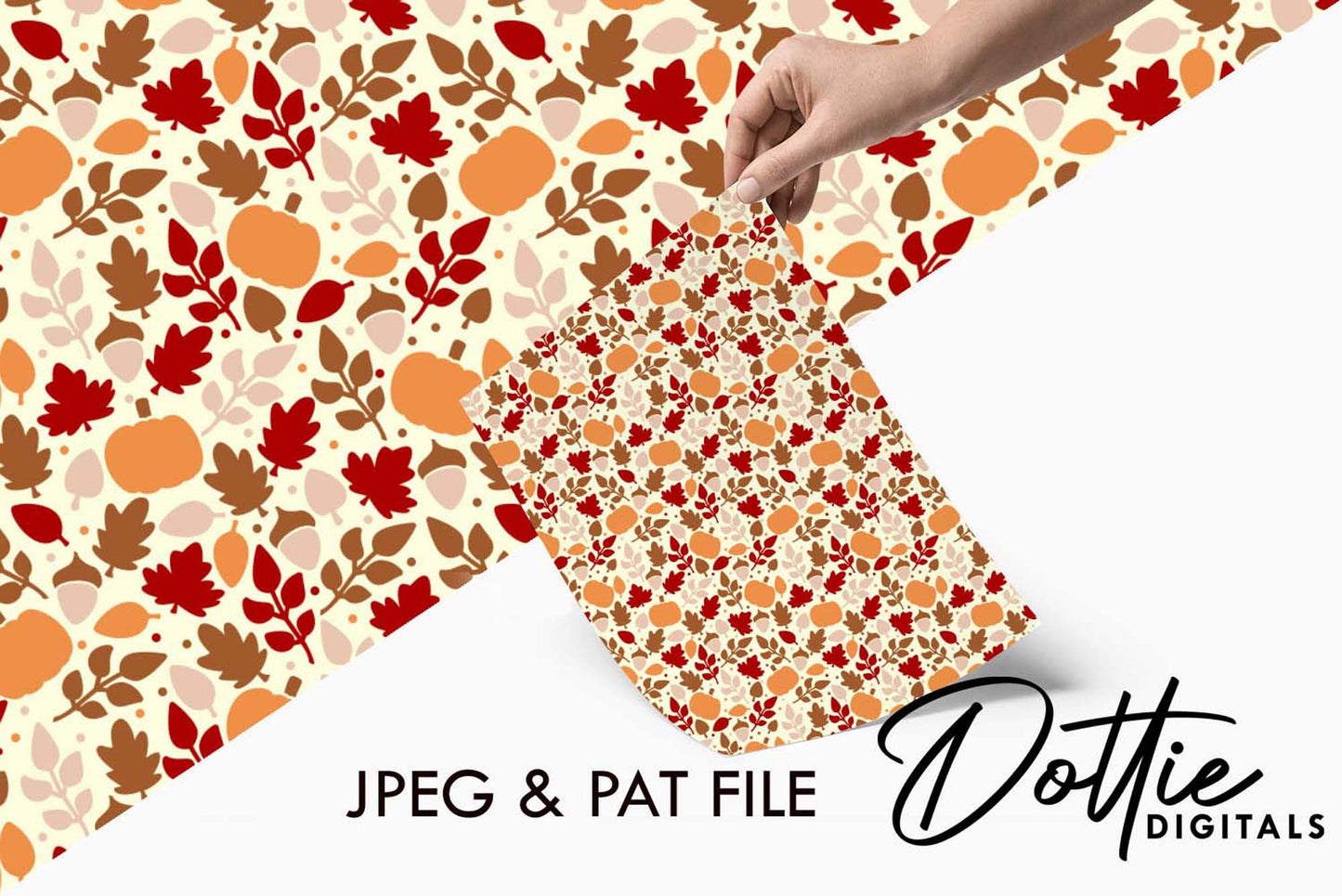 Fall Pumpkins and Leaves Repeat Seamless Pattern