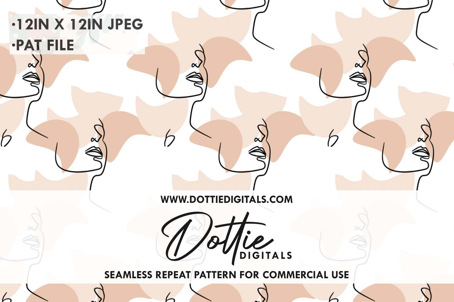 Female Face Repeat Seamless Pattern