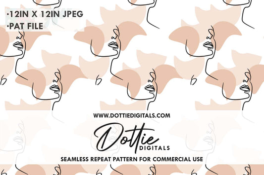 Female Face Repeat Seamless Pattern