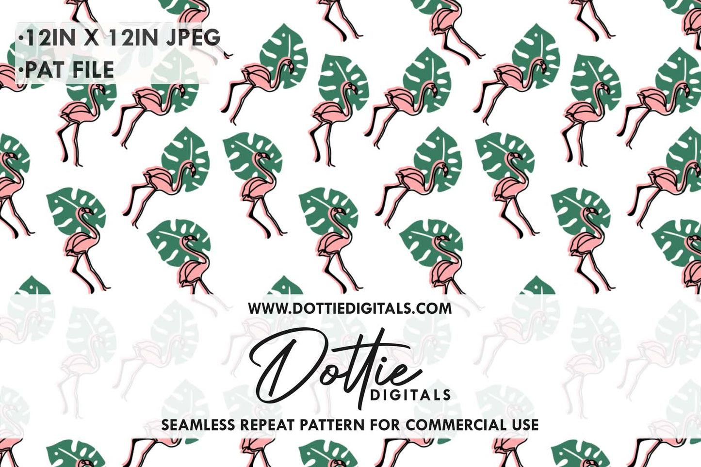 Flamingo Leaf Repeat Seamless Pattern