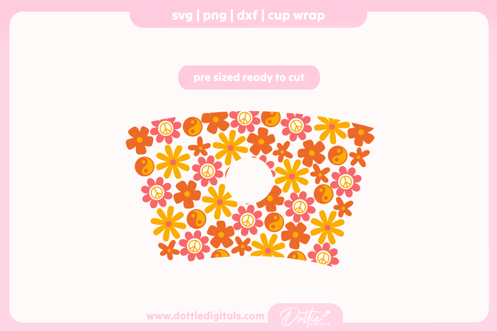 Funky Retro Floral 24oz Starbucks Cold Cup SVG PNG
