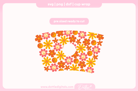 Funky Retro Floral 24oz Starbucks Cold Cup SVG PNG