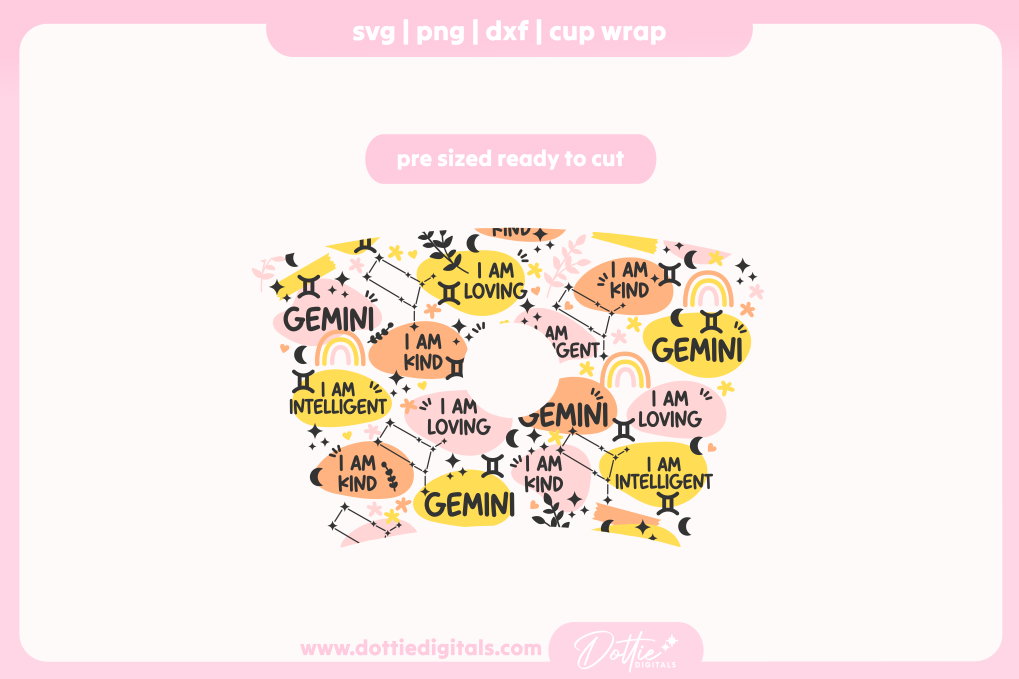 Gemini Star Sign Affirmations 24oz Starbucks Cold Cup SVG PNG
