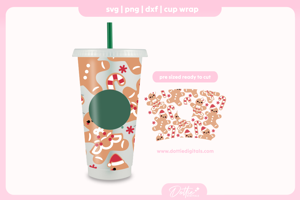 Christmas Gingerbreads 24oz Starbucks Cold Cup SVG PNG