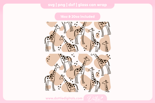Giraffes 16oz & 20oz Libbey Glass Can Bundle SVG PNG