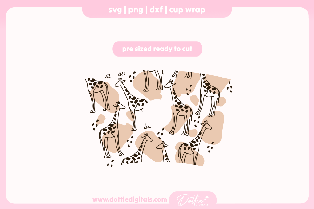 Abstract Giraffes Line Drawing Jungle Animal 24oz Starbucks Cold Cup SVG PNG