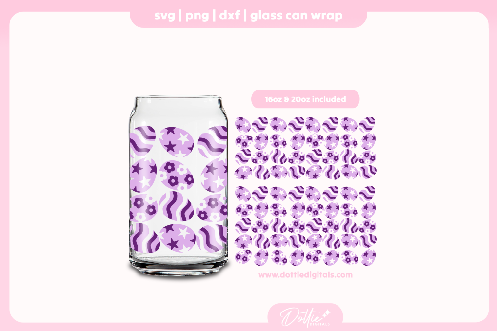 Groovy Easter Eggs 16oz & 20oz Libbey Glass Can Bundle SVG PNG