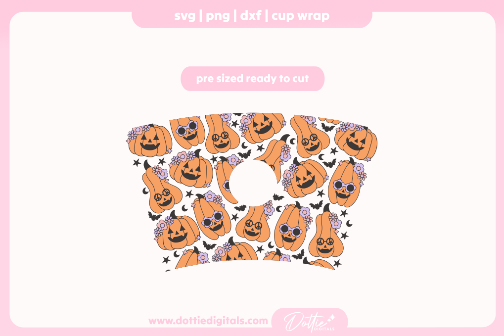 Groovy Halloween Pumpkins 24oz Starbucks Cold Cup SVG PNG