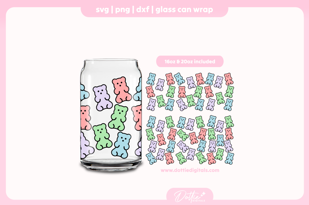 Gummy Bears 16oz & 20oz Libbey Glass Can Bundle SVG PNG