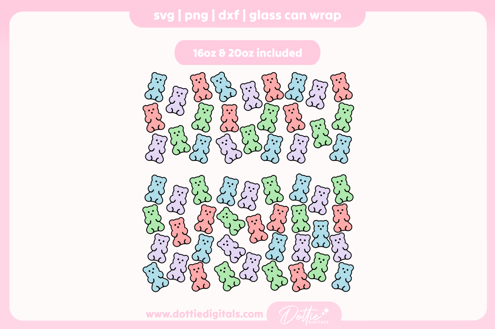 Gummy Bears 16oz & 20oz Libbey Glass Can Bundle SVG PNG