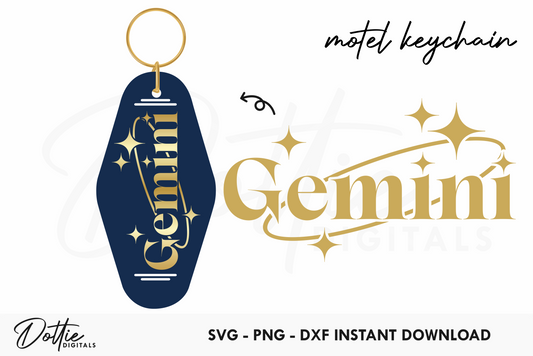 Gemini Zodiac Star Sign Motel Keychain SVG PNG