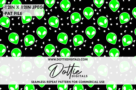 Green Aliens Repeat Seamless Pattern