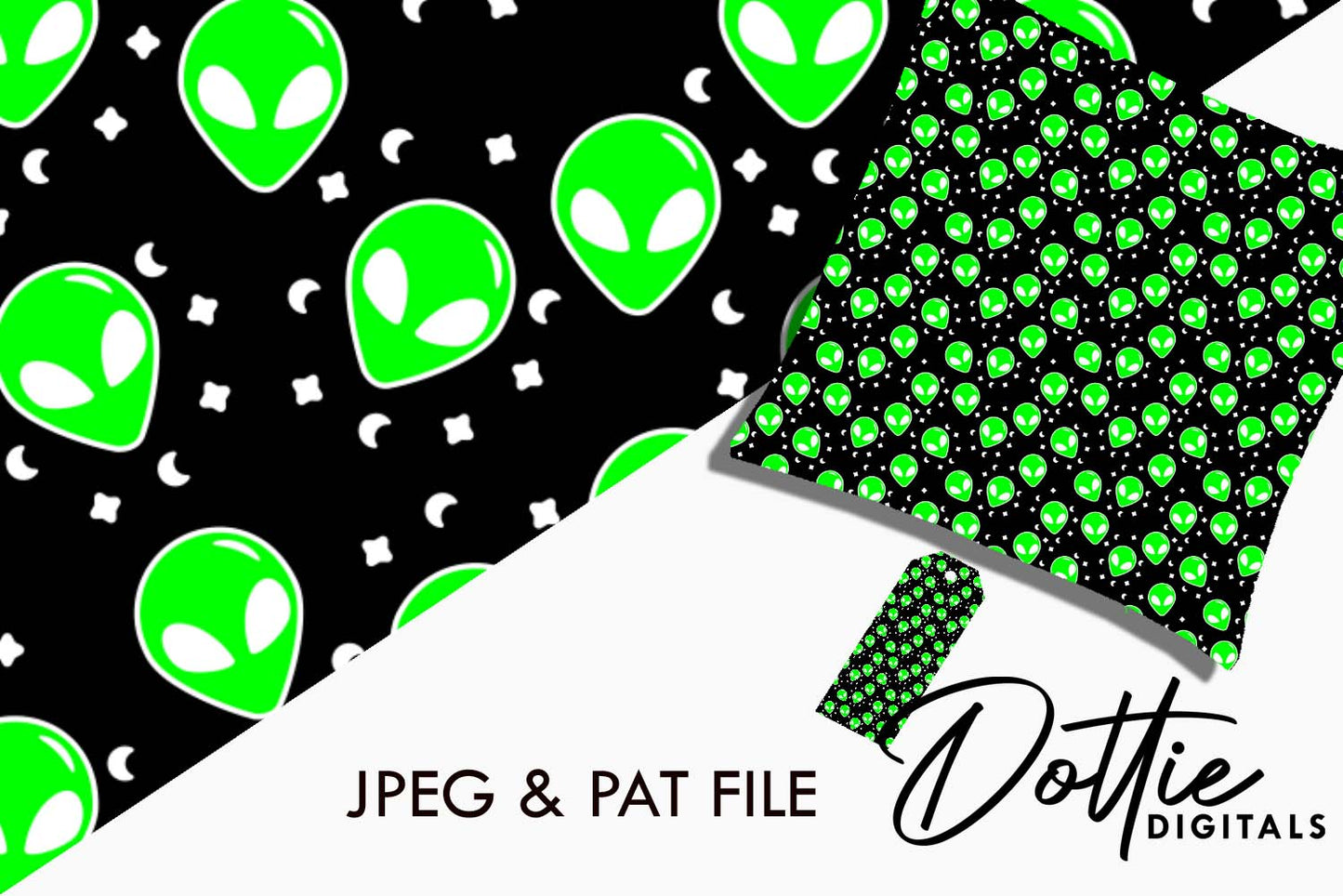 Green Aliens Repeat Seamless Pattern