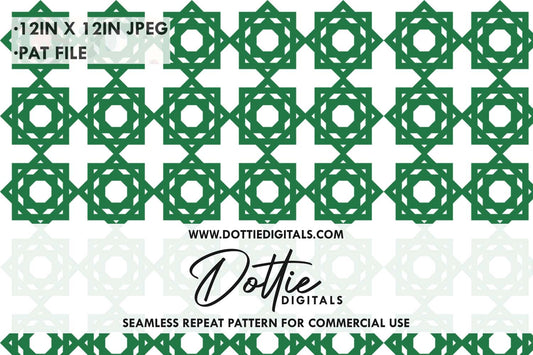Green Geometric Morish Tiles Repeat Seamless Pattern