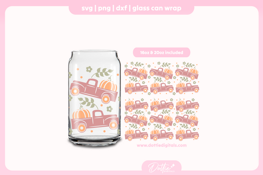 Pumpkin Truck 16oz & 20oz Libbey Glass Can Bundle SVG PNG