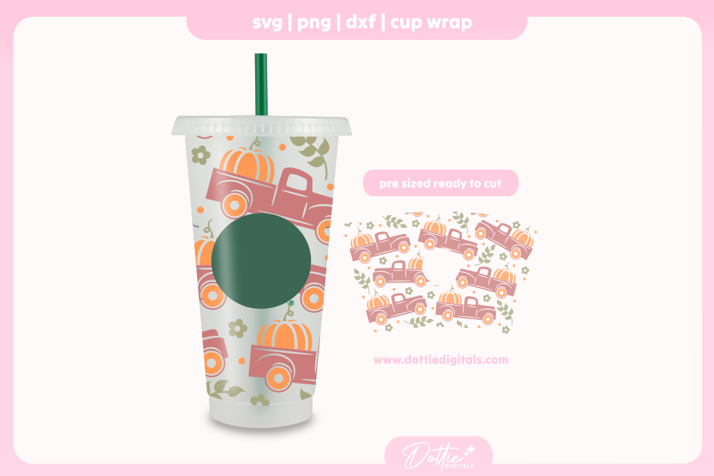 Pumpkin Truck 24oz Starbucks Cold Cup SVG PNG