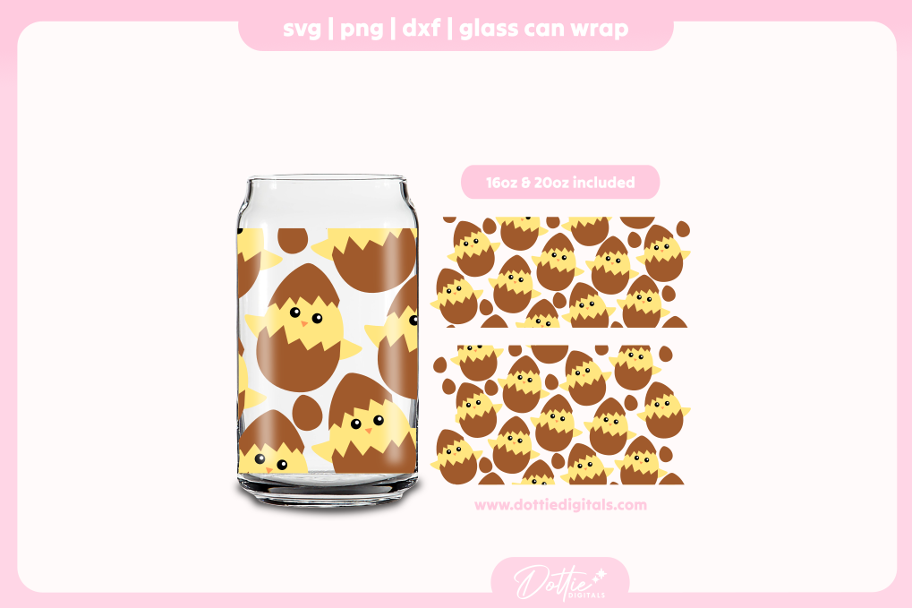 Easter Hatching Chicks 16oz & 20oz Libbey Glass Can Bundle SVG PNG