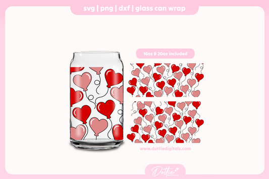 Love Heat Balloons 16oz & 20oz Libbey Glass Can Bundle SVG PNG