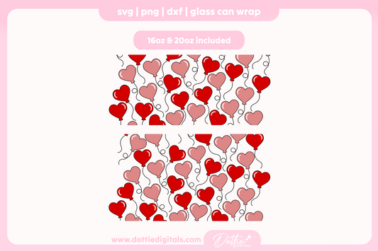 Love Heat Balloons 16oz & 20oz Libbey Glass Can Bundle SVG PNG