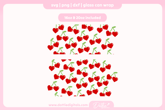 Heart Cherries 16oz & 20oz Libbey Glass Can Bundle SVG PNG