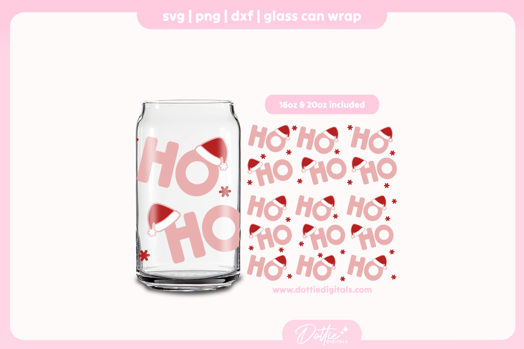 Ho Ho Ho 16oz & 20oz Libbey Glass Can Bundle SVG PNG