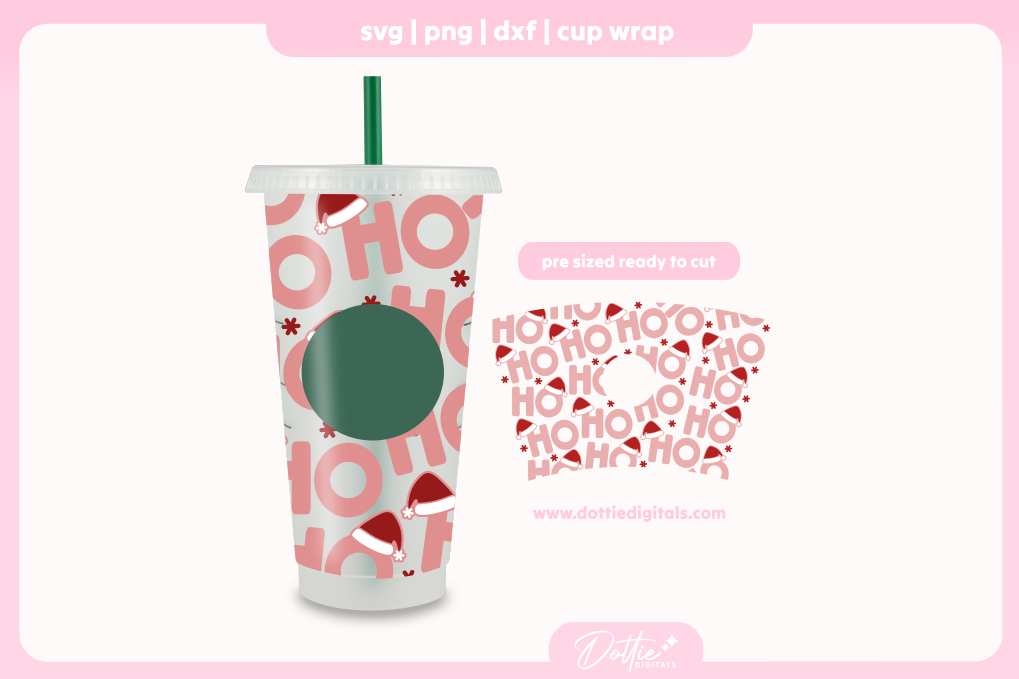 Ho Ho Ho Santa Hats 24oz Starbucks Cold Cup SVG PNG