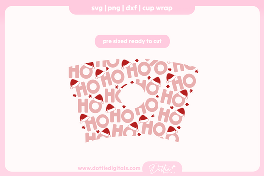 Ho Ho Ho Santa Hats 24oz Starbucks Cold Cup SVG PNG