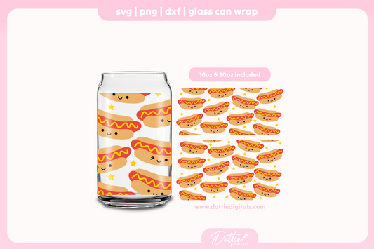 Happy Hotdogs 16oz & 20oz Libbey Glass Can Bundle SVG PNG