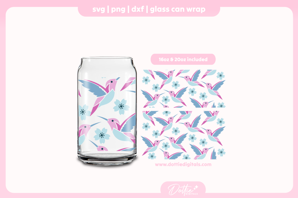 Hummingbird 16oz & 20oz Libbey Glass Can Bundle SVG PNG