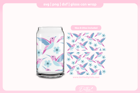 Hummingbird 16oz & 20oz Libbey Glass Can Bundle SVG PNG