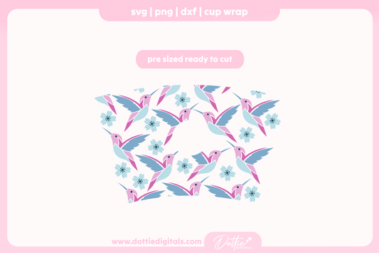 Hummingbirds Floral Bird 24oz Starbucks Cold Cup SVG PNG