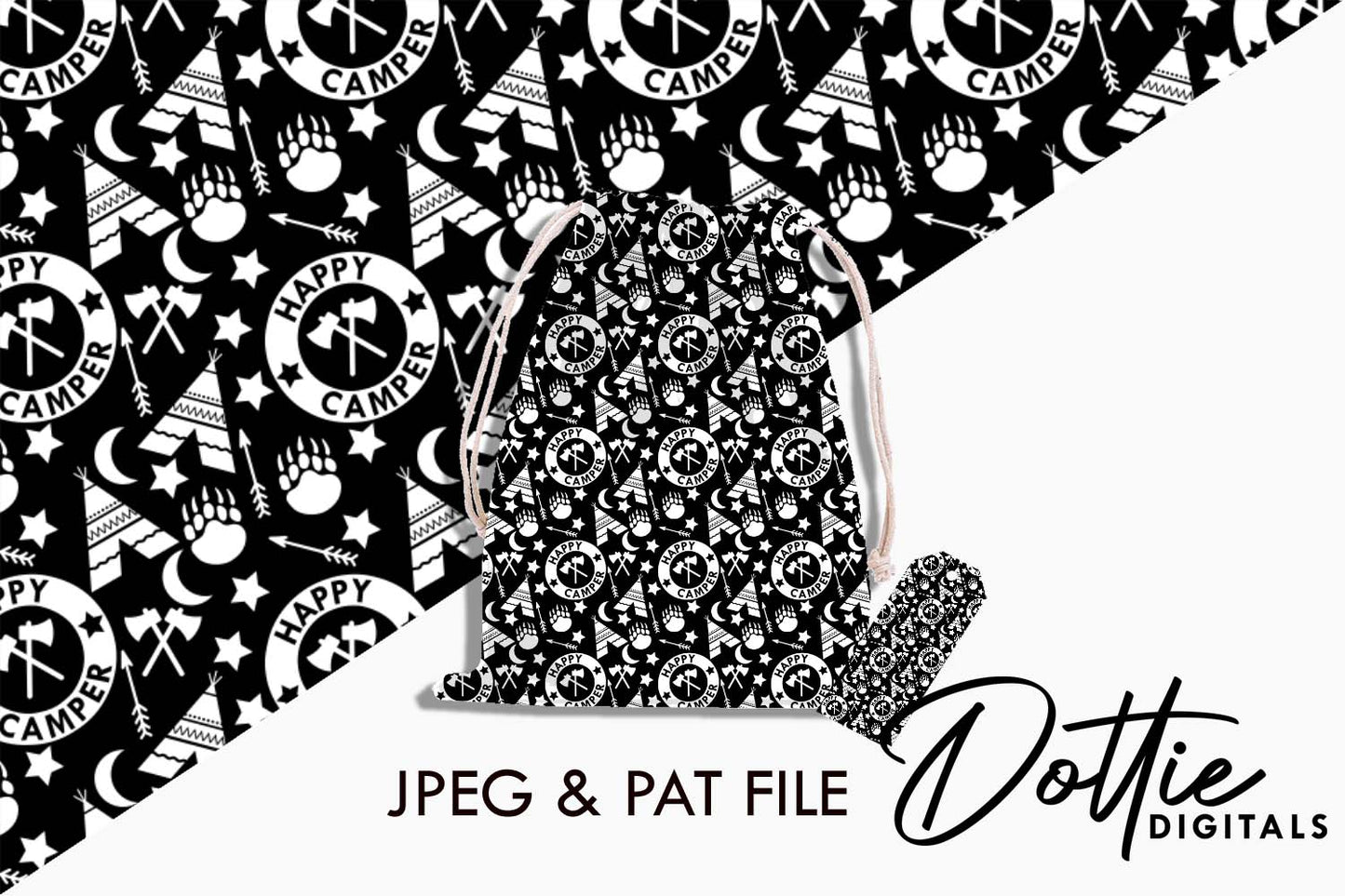 Happy Camper Tents Repeat Seamless Pattern