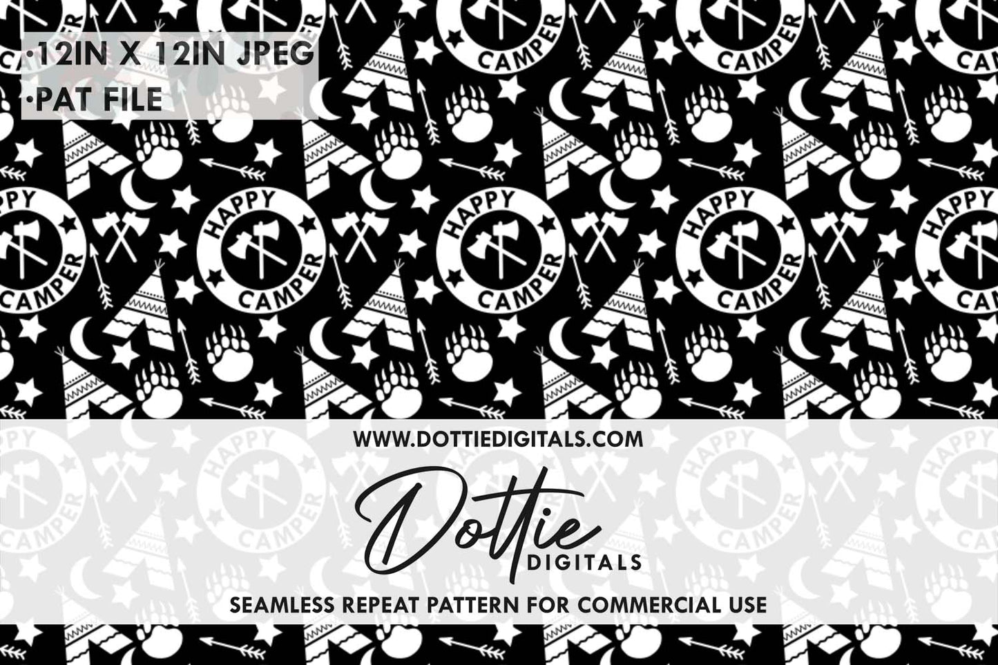 Happy Camper Tents Repeat Seamless Pattern