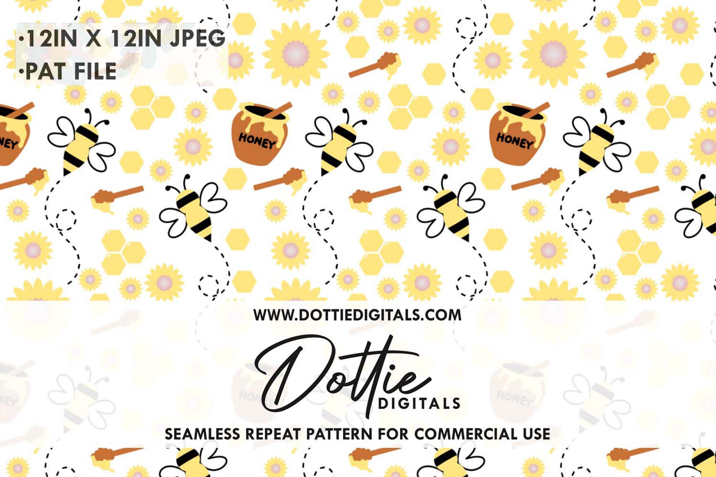 Honey Bee Repeat Seamless Pattern