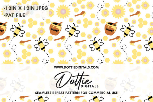 Honey Bee Repeat Seamless Pattern