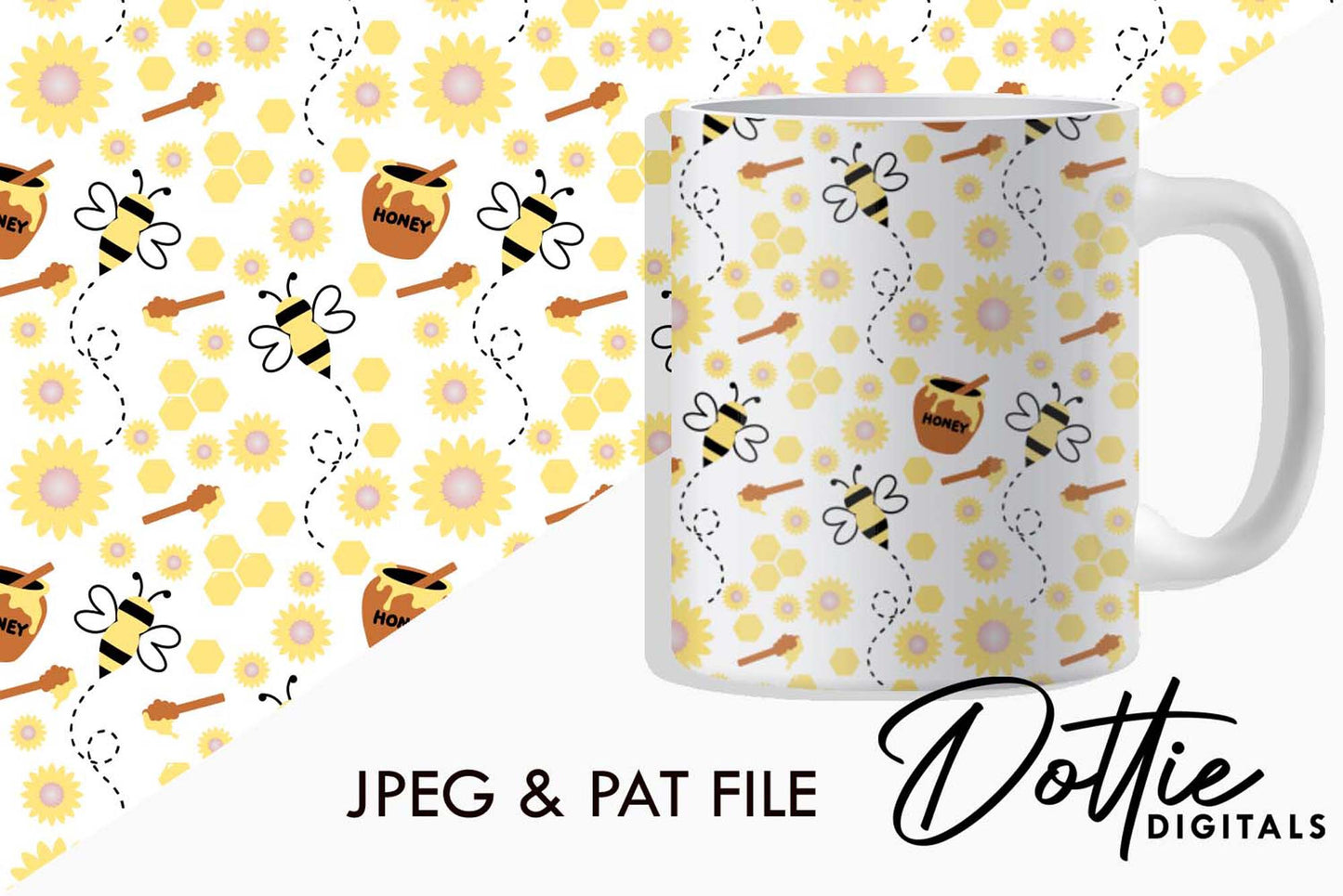 Honey Bee Repeat Seamless Pattern