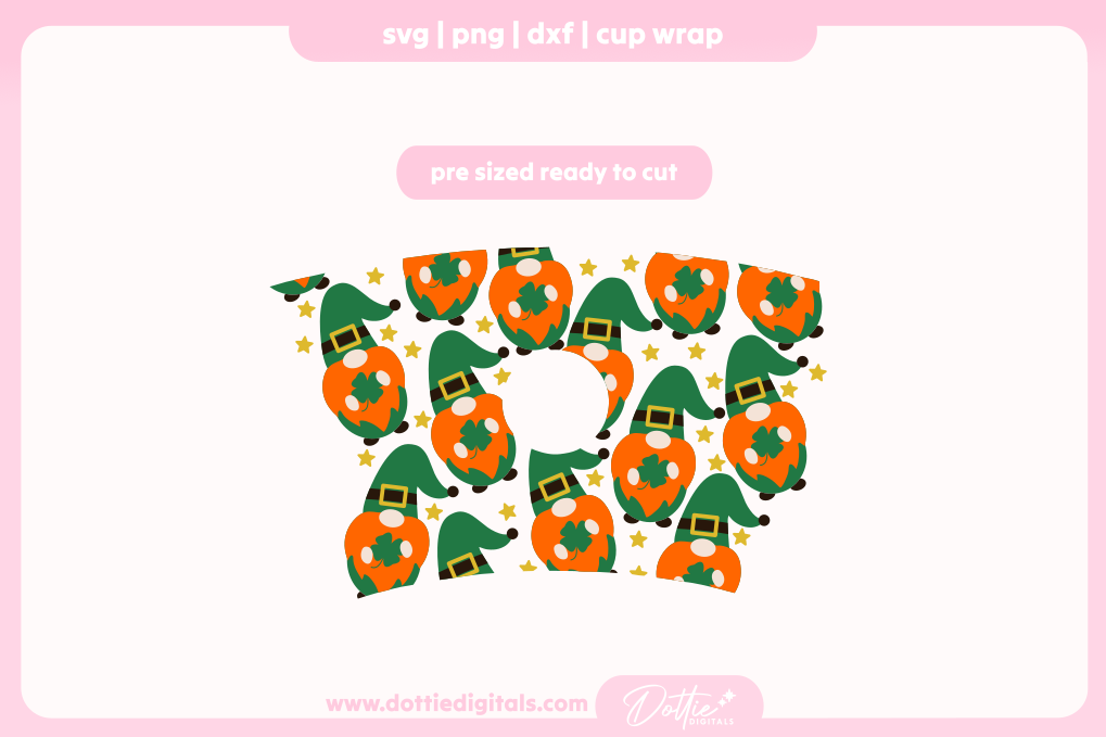 Irish Leprechauns St Patrick's Day Gonks Gnomes 24oz Starbucks Cold Cup SVG PNG