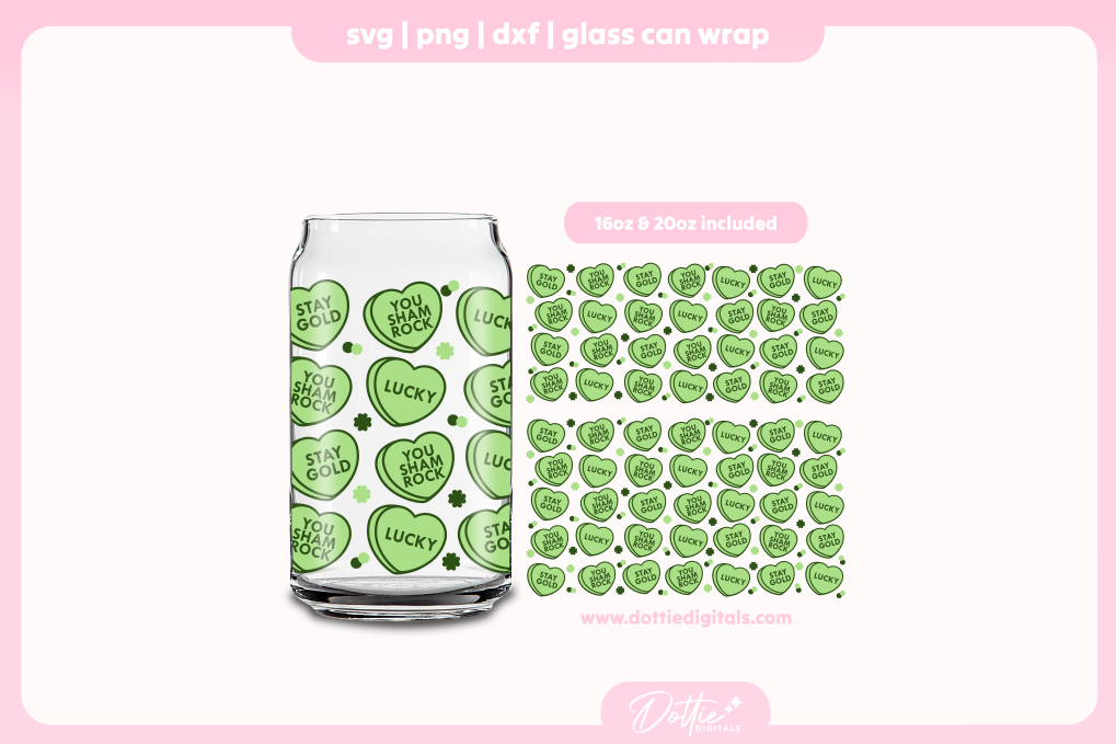 Irish Hearts 16oz & 20oz Libbey Glass Can Bundle SVG PNG