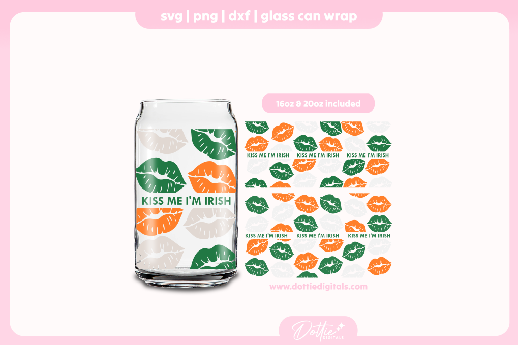 Irish Kisses 16oz & 20oz Libbey Glass Can Bundle SVG PNG