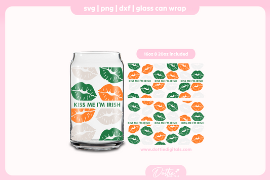 Irish Kisses 16oz & 20oz Libbey Glass Can Bundle SVG PNG
