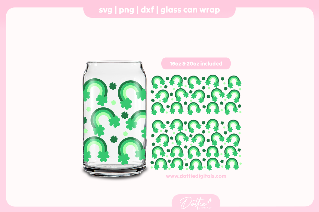 Irish Rainbows 16oz & 20oz Libbey Glass Can Bundle SVG PNG
