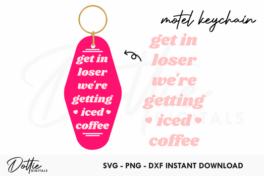 Iced Coffee Funny Quote Motel Keychain SVG PNG